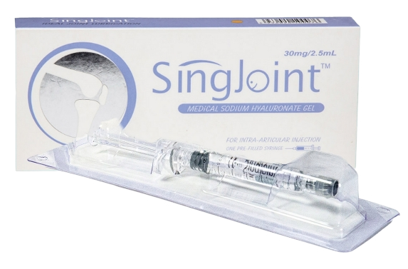 SINGJOINT® is a 3-dose hyaluronic acid injection indicated for the treatment of knee osteoarthritis. Certified by both MDA and CE, it provides effective relief for patients experiencing osteoarthritis symptoms by reducing pain and improving joint mobility.