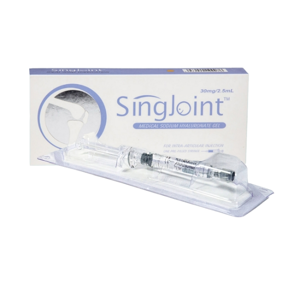 SINGJOINT® is a 3-dose hyaluronic acid injection indicated for the treatment of knee osteoarthritis. Certified by both MDA and CE, it provides effective relief for patients experiencing osteoarthritis symptoms by reducing pain and improving joint mobility.